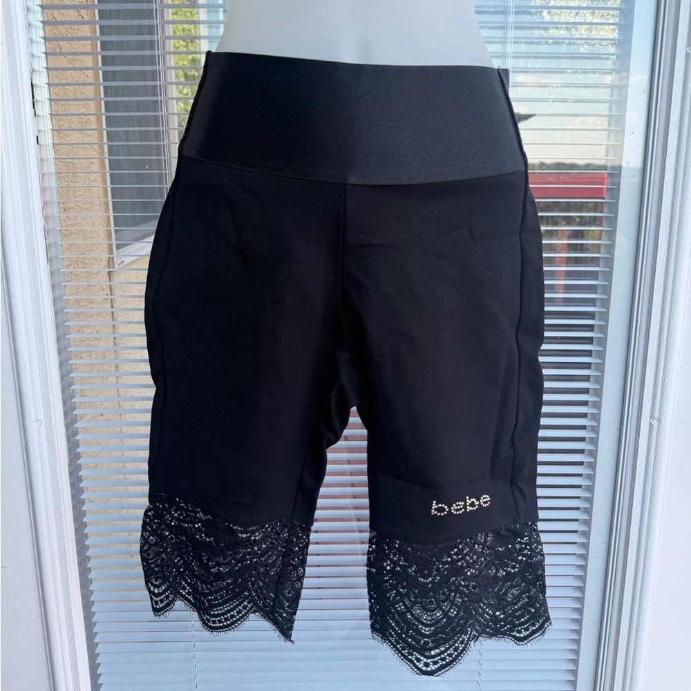 NWT Bebe Black Lace Trim Women Shorts